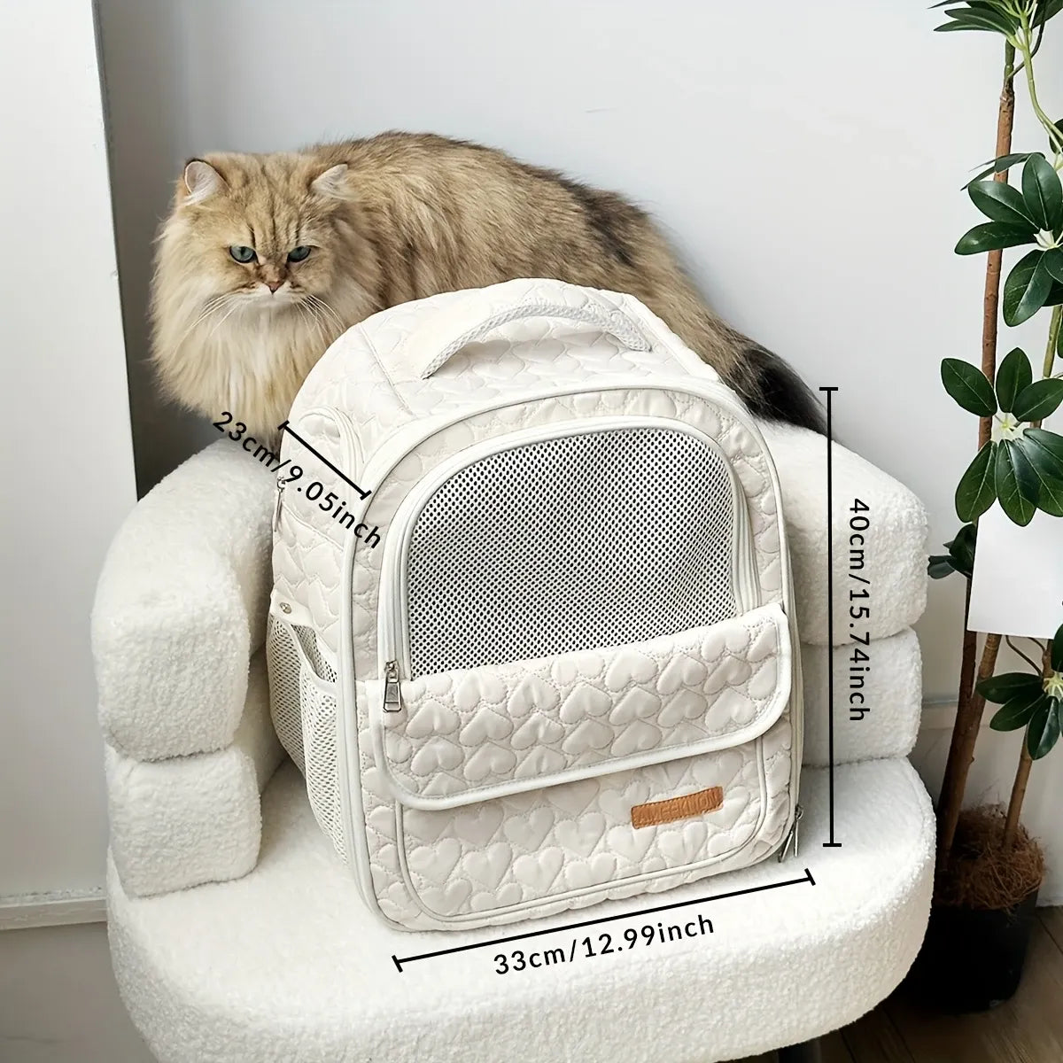 Heart Quilted Cat Backpack, Spacious & Breathable, Must-Have for Travel