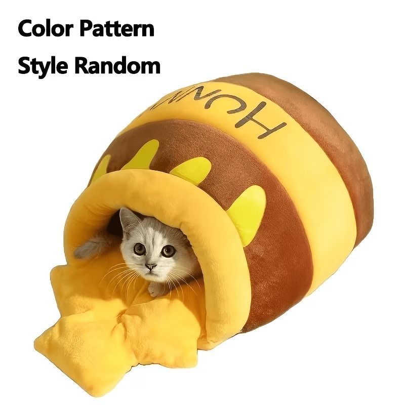 Additional product view: Yellow Honey Pot Enclosed Cat Bed, 65 x 43 x 27 cm