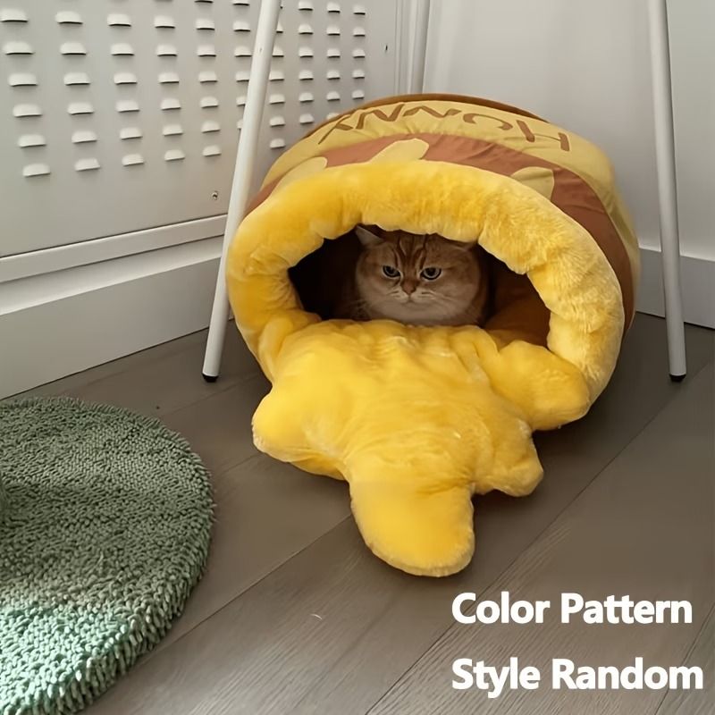Additional product view: Yellow Honey Pot Enclosed Cat Bed, 65 x 43 x 27 cm
