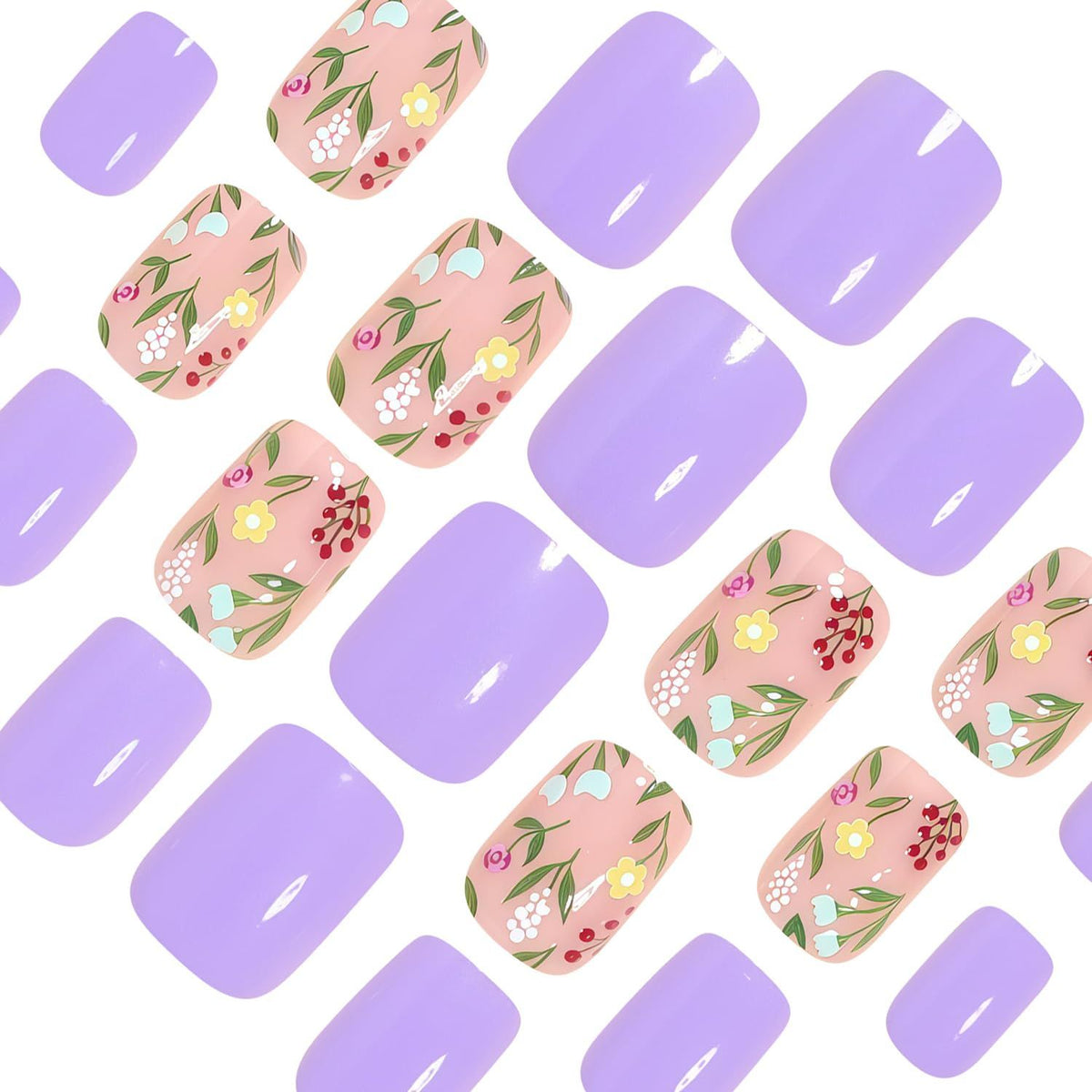 Press-on Nail Tips for Women, Perfect for Spring & Summer Occasions (light purple)