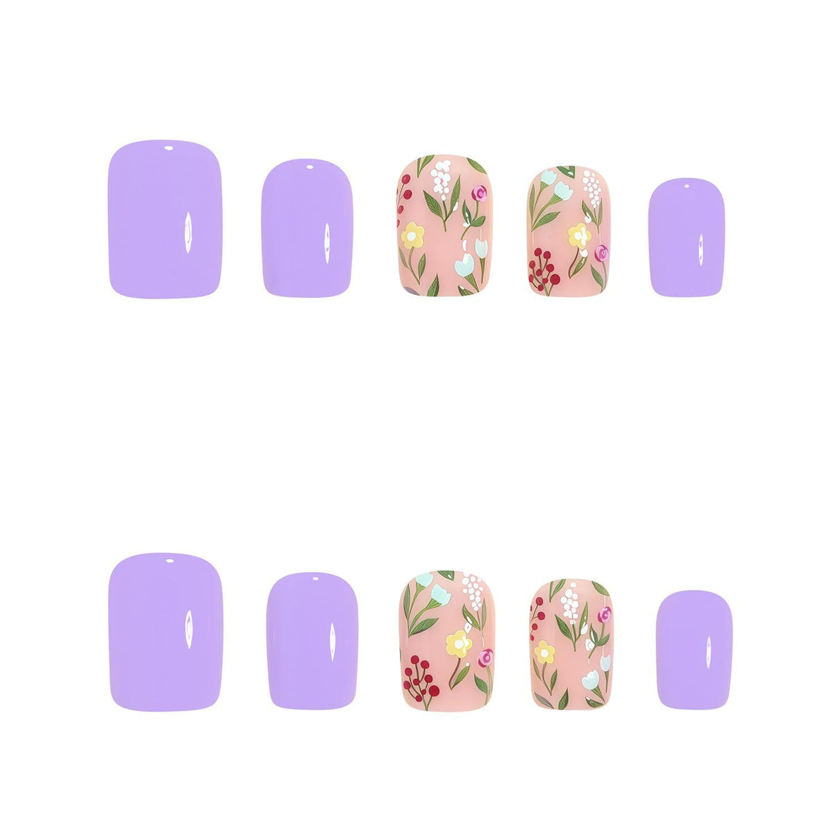 Press-on Nail Tips for Women, Perfect for Spring & Summer Occasions (light purple)