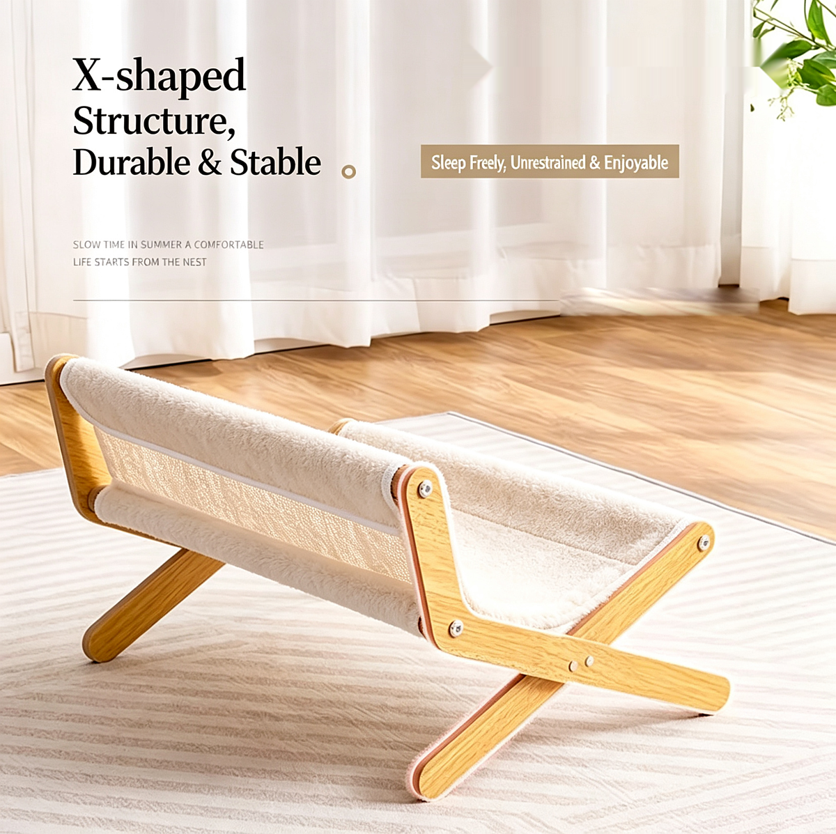 X-Shaped Cat Lounge Sofa with Cooling Mat