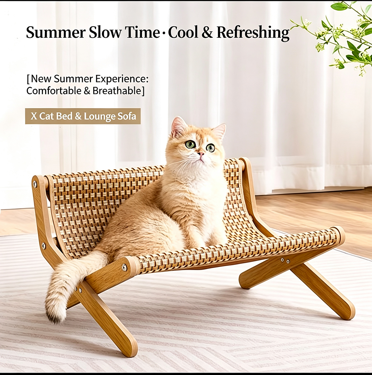 X-Shaped Cat Lounge Sofa with Candy Fabric