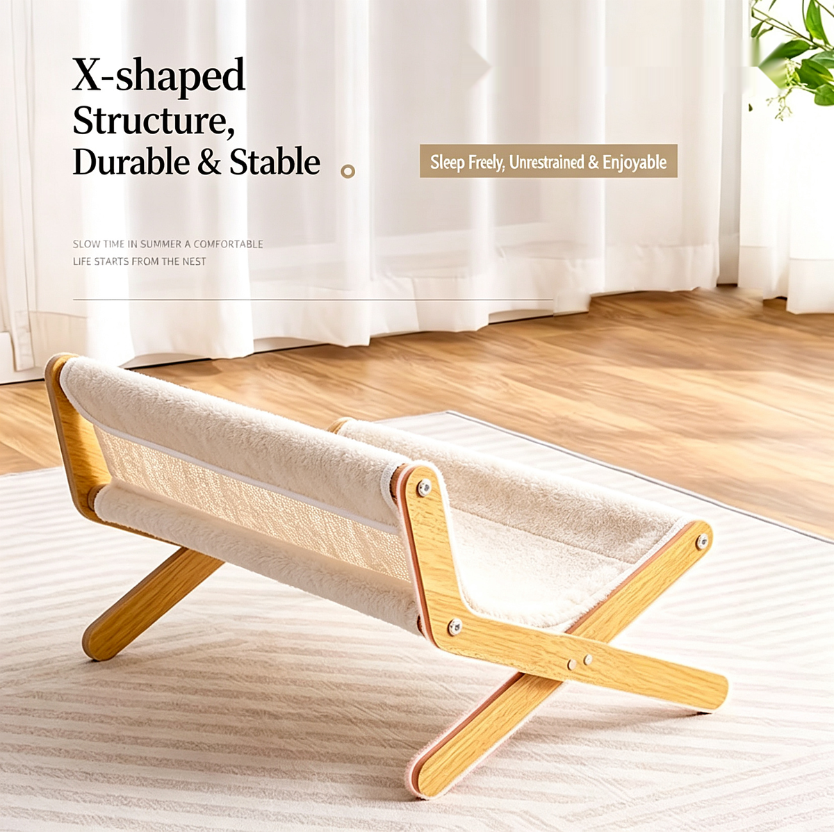 X-Shaped Cat Lounge Sofa with Candy Fabric