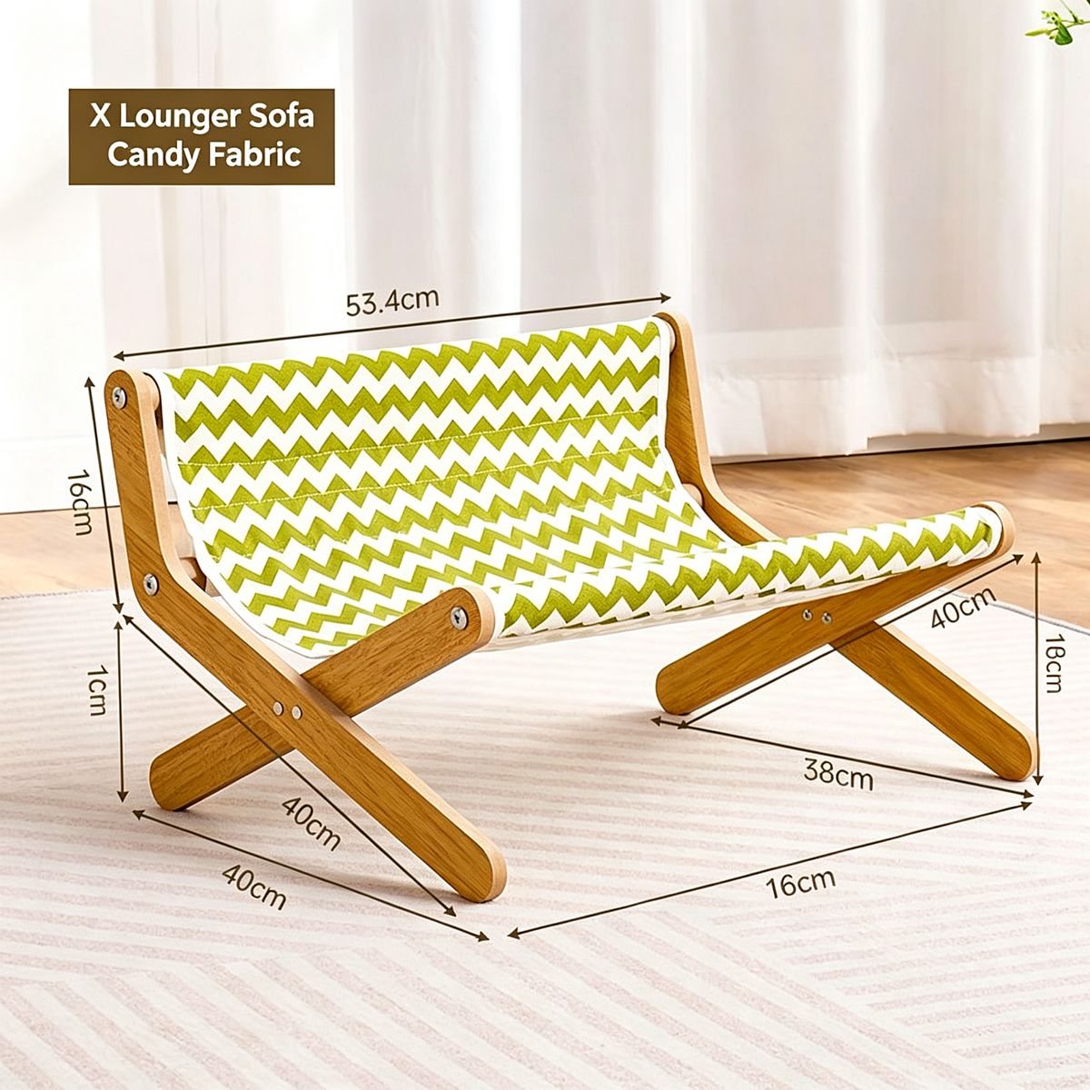 X-Shaped Cat Lounge Sofa with Candy Fabric