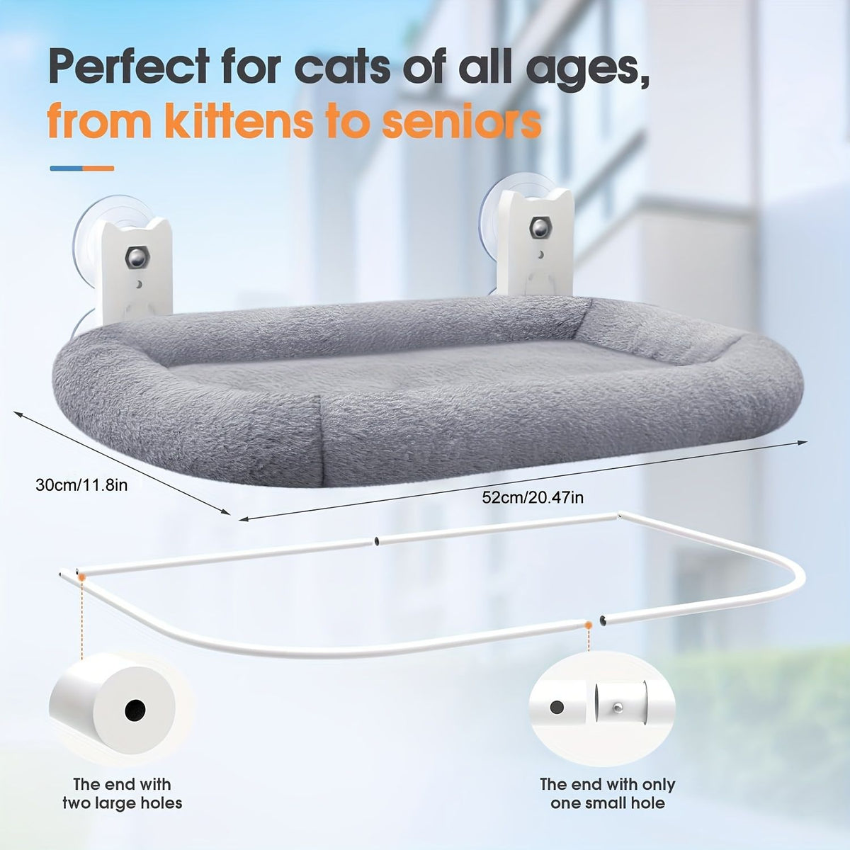 Additional product view: Gray Window-Mounted Cat Bed