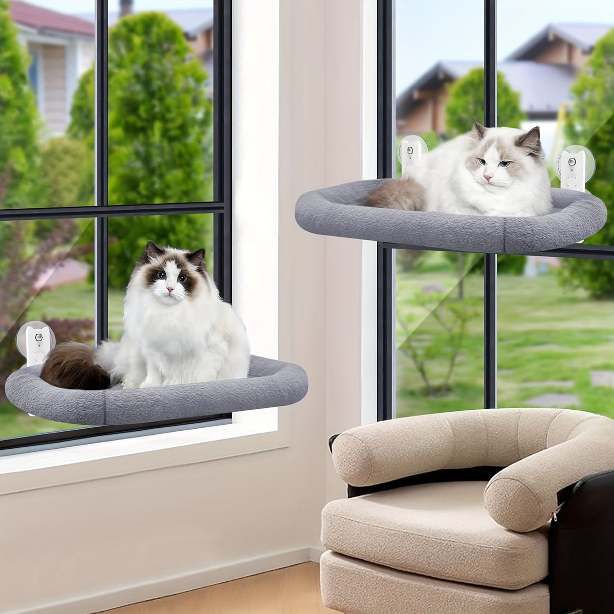 Additional product view: Gray Window-Mounted Cat Bed
