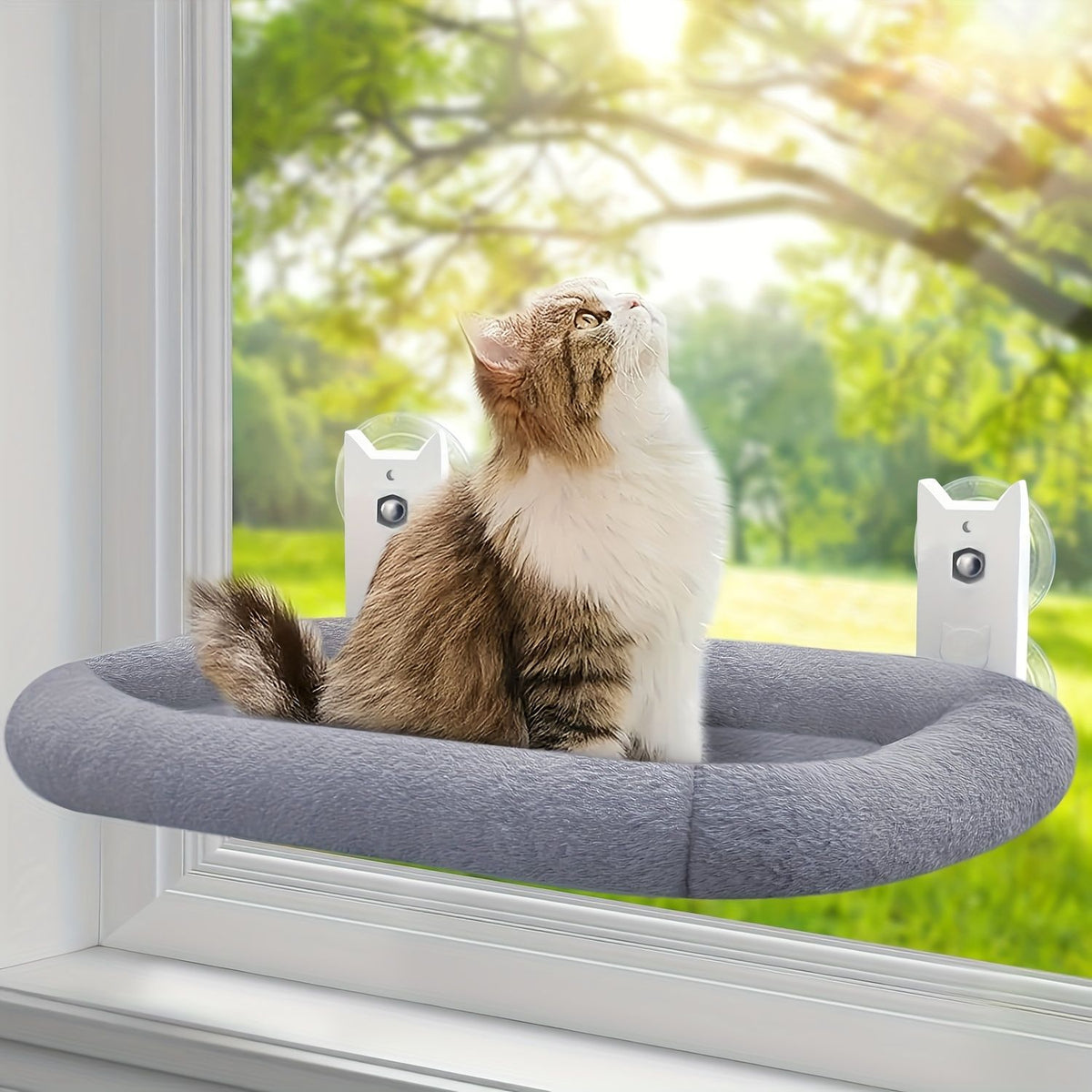 Additional product view: Gray Window-Mounted Cat Bed