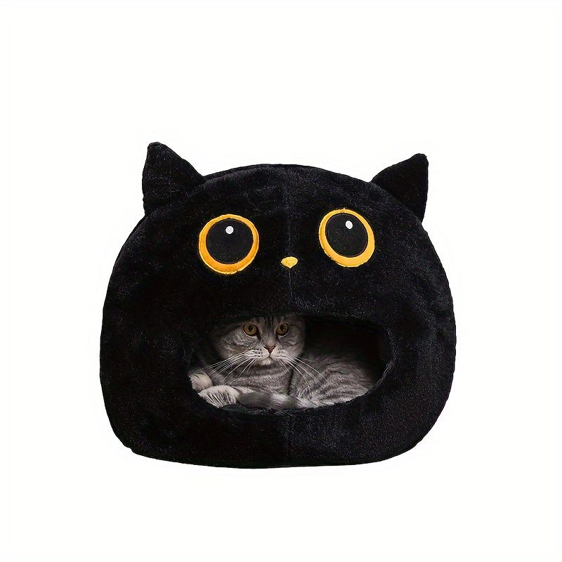 Black and White Cat-Shaped Hideaway Bed shown in the product image