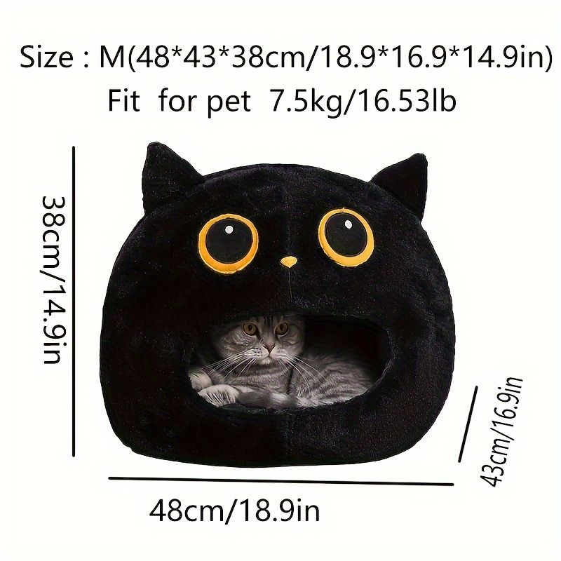 Additional product view: Black and White Cat-Shaped Hideaway Bed
