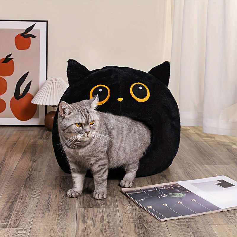 Additional product view: Black and White Cat-Shaped Hideaway Bed