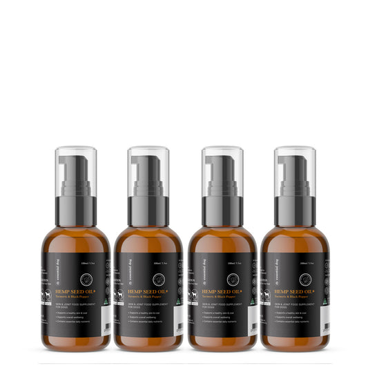 Product image: 4 x 100ml Raw Hemp Seed Oil + Turmeric Food Supplement for Dogs