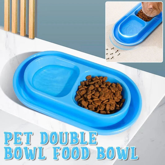 Product photo: 1-Piece Blue Double-Compartment Pet Feeding
