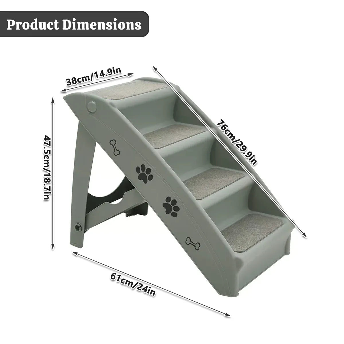Pet Stairs Ladder Four Storey Light Grey Non Slip Plastic Steps for Dogs and Cat