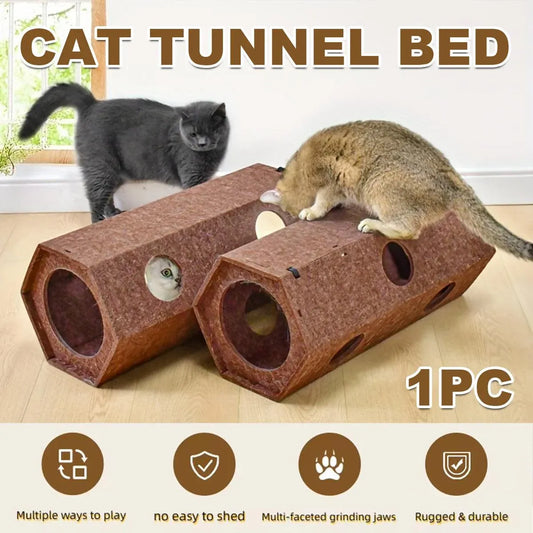 Product image: Brown Hexagonal Cat Tunnel 60 x 26 x 26 cm - 1 Piece