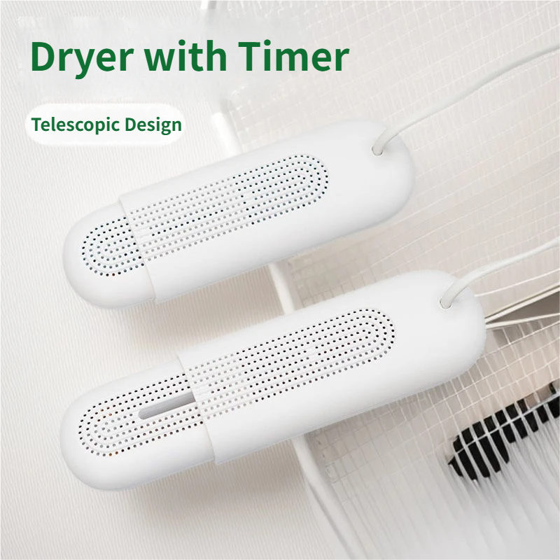 USB Powered Telescopic Shoe Dryer with 3 Level Timer and Multi Airflow Hole, Adjustable for EU Shoe Size 28-45, Electric Portable Footwear Deodoriser and Warmer for Sneakers Boots Socks Gloves Drying