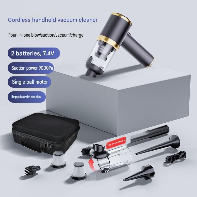 Black Handheld Cordless  Vacuum Cleaner Air Duster 4-in-1 Mini Vacuum Blower Rechargeable Portable Auto Home Cleaning Tool