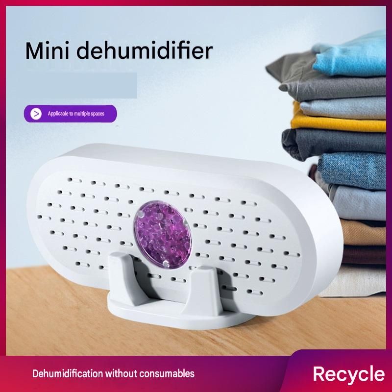 2 pack Mini Rechargeable Dehumidifier for Wardrobes, Closets and Shoe Cabinets, Reusable Moisture Absorber with Colour Indicator, Compact Anti-Mould Humidity Control Device
