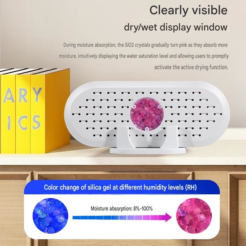 2 pack Mini Rechargeable Dehumidifier for Wardrobes, Closets and Shoe Cabinets, Reusable Moisture Absorber with Colour Indicator, Compact Anti-Mould Humidity Control Device