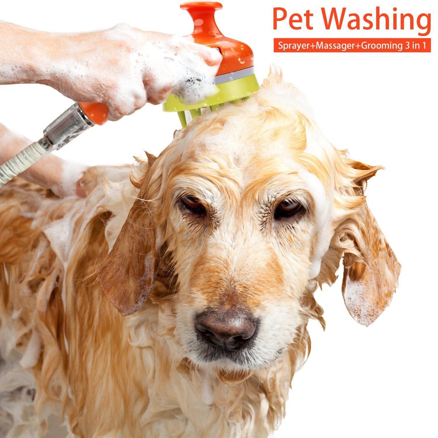 Blue Pet Bathing Shower Sprayer Brush with Water  Control Switch Control Dog Grooming Massage Shampoo Rinse Tool