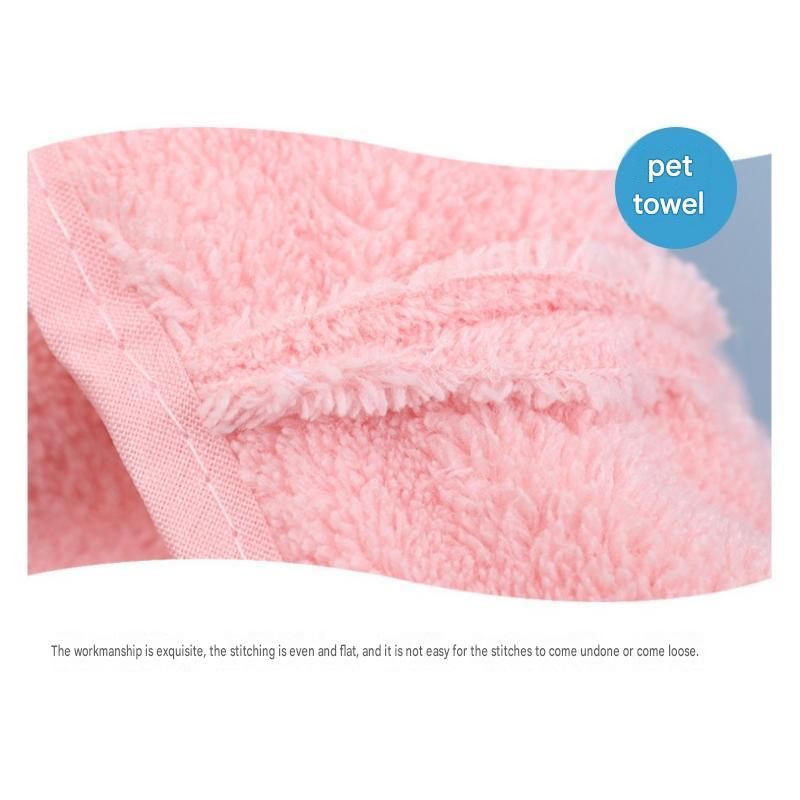2-piece Pink Quick-drying pet grooming glove towel; made of soft, highly absorbent coral fleece; suitable for drying dogs and cats after bathing.