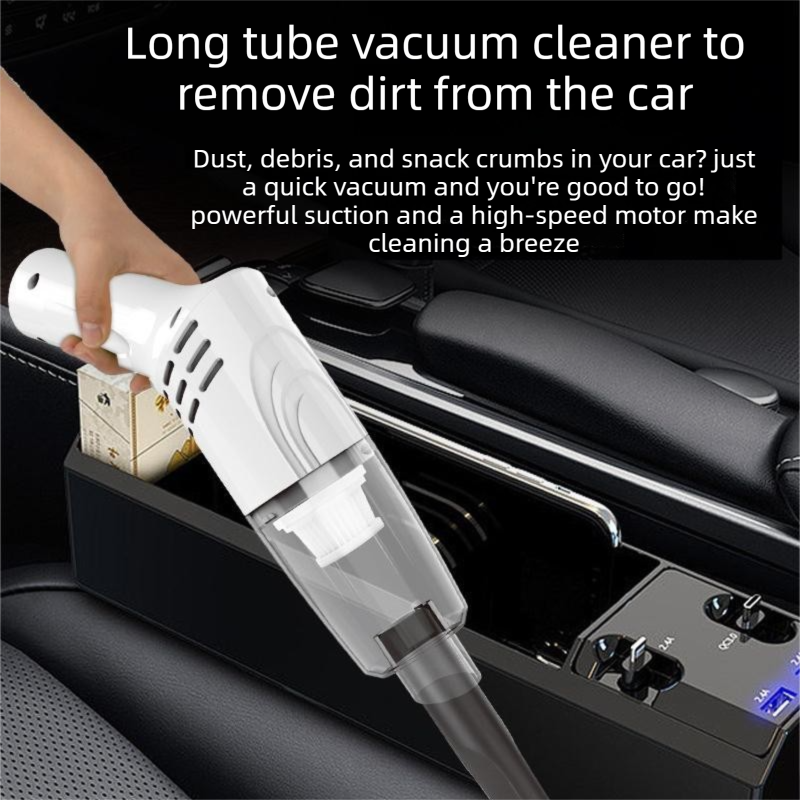 White Cordless Handheld Vacuum Cleaner with Extension Wand -  Wireless Home, Car and Pet Hair Vacuum, USB Rechargeable Lightweight Dust Mite Cleaner