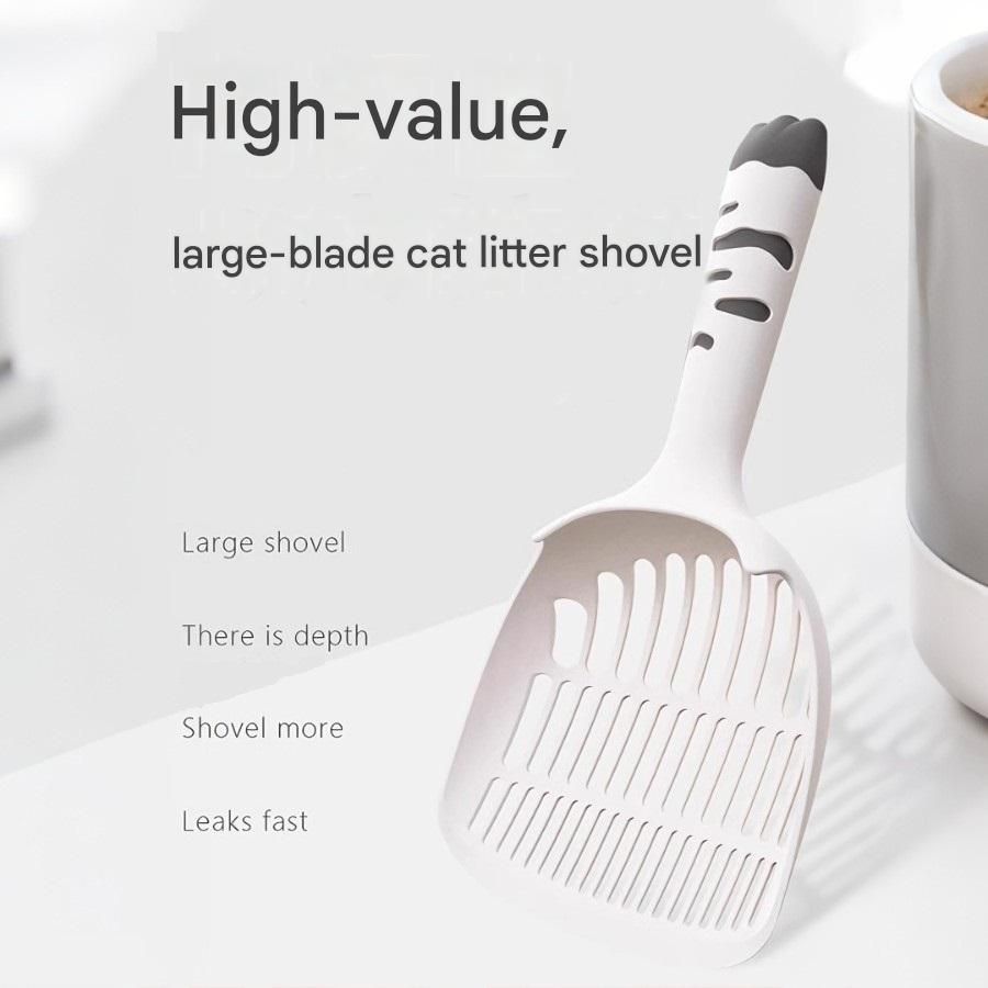 Blue Large-surface cat litter scoop—made of PP material, featuring a fine-mesh design and an ergonomic handle; 28 cm in length. Suitable for tofu litter and clumping litter; an easy-to-clean tool for clearing away pet waste