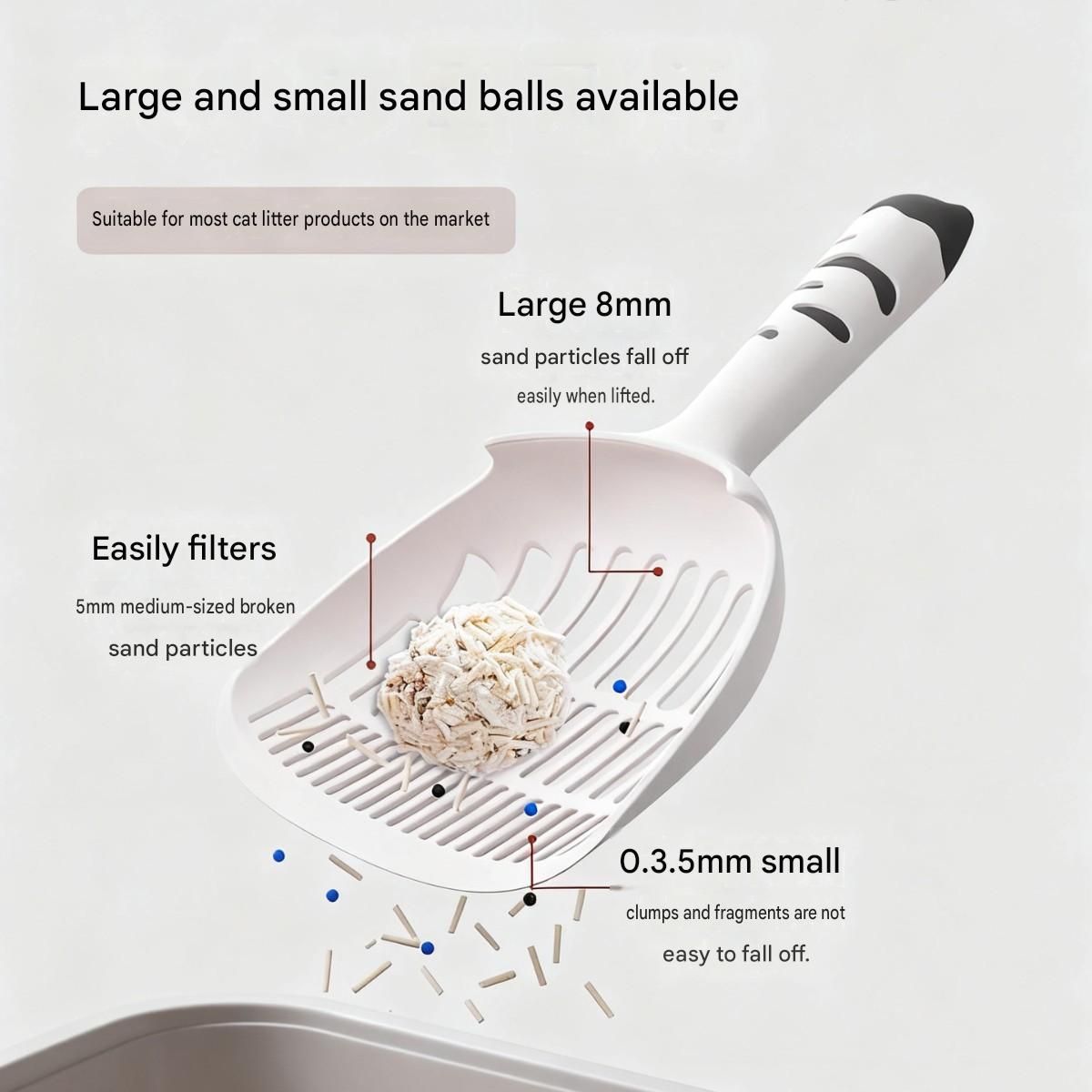 Blue Large-surface cat litter scoop—made of PP material, featuring a fine-mesh design and an ergonomic handle; 28 cm in length. Suitable for tofu litter and clumping litter; an easy-to-clean tool for clearing away pet waste