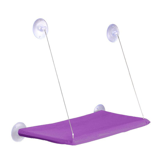 Purple Cat Window Tanning Hammock - 4 Strong Suction Cups & Durable Oxford Removable Cover, Space Saving Bed for Indoor Cats Sunbathing