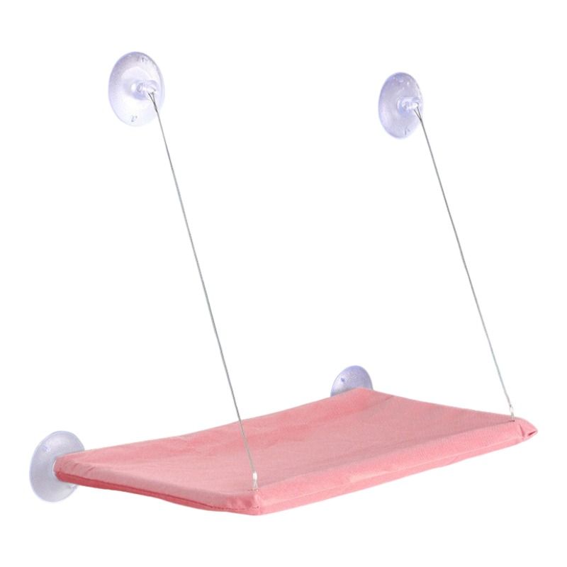Pink Cat Window Tanning Hammock - 4 Strong Suction Cups & Durable Oxford Removable Cover, Space Saving Bed for Indoor Cats Sunbathing