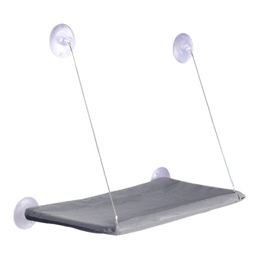 Dark Grey Cat Window Tanning Hammock - 4 Strong Suction Cups & Durable Oxford Removable Cover, Space Saving Bed for Indoor Cats Sunbathing