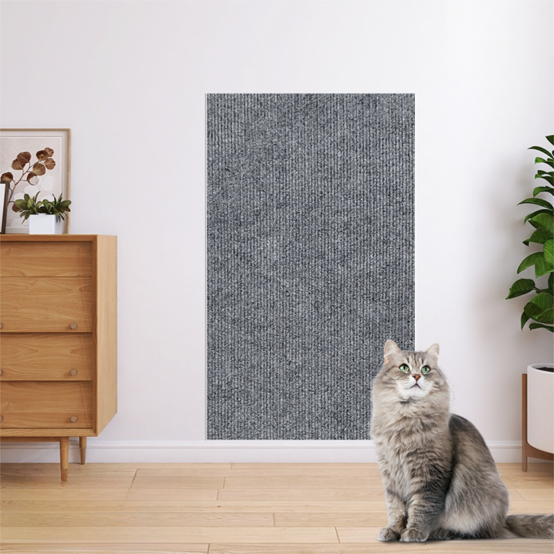 60 x 100 CM Grey Self-Adhesive Cuttable Cat Scratching Mat - Durable Wall Climber / Floor Nest Pad / Furniture Protector for Cats & Dogs