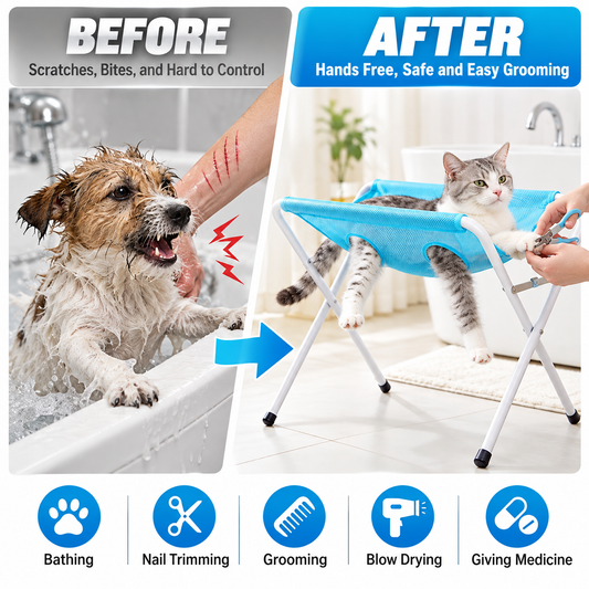 Additional product view: Blue Foldable Pet Grooming Hammock Stand, 60 cm