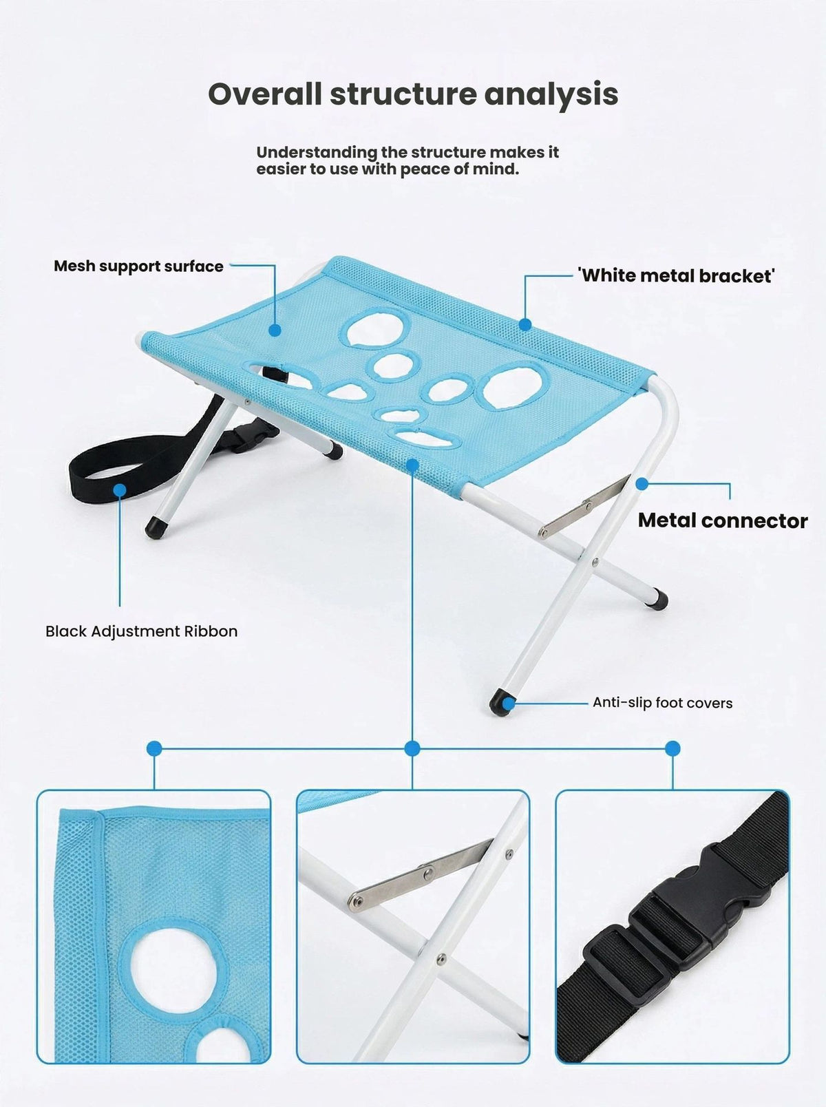 Additional product view: Gray Foldable Pet Grooming Hammock Stand, 60 cm