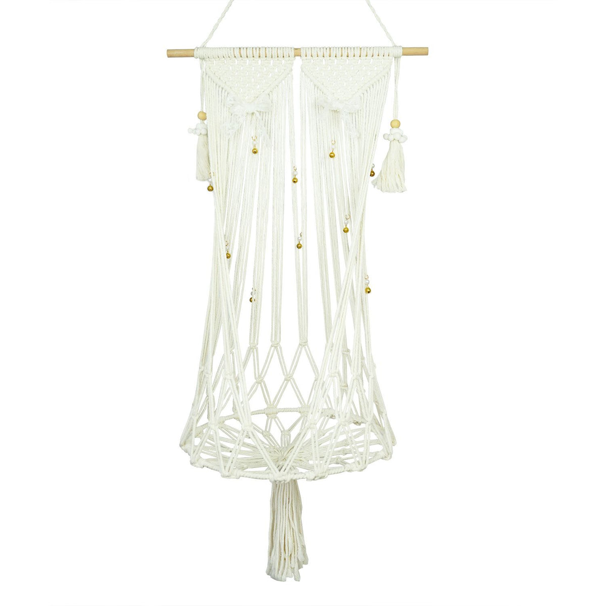 Additional product view: Boho Macrame Hanging Cat Hammock with Bells, 109 cm