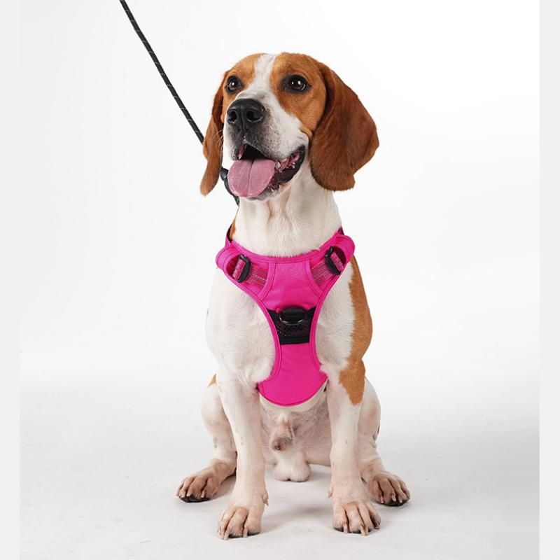 XL size Red No Pull Dog Harness and Leash Set - Reflective Oxford Fabric Puppy Vest with Control Handle, Adjustable S Size Walking Gear for Small to Medium Dogs, Anti-Pull Training Aid