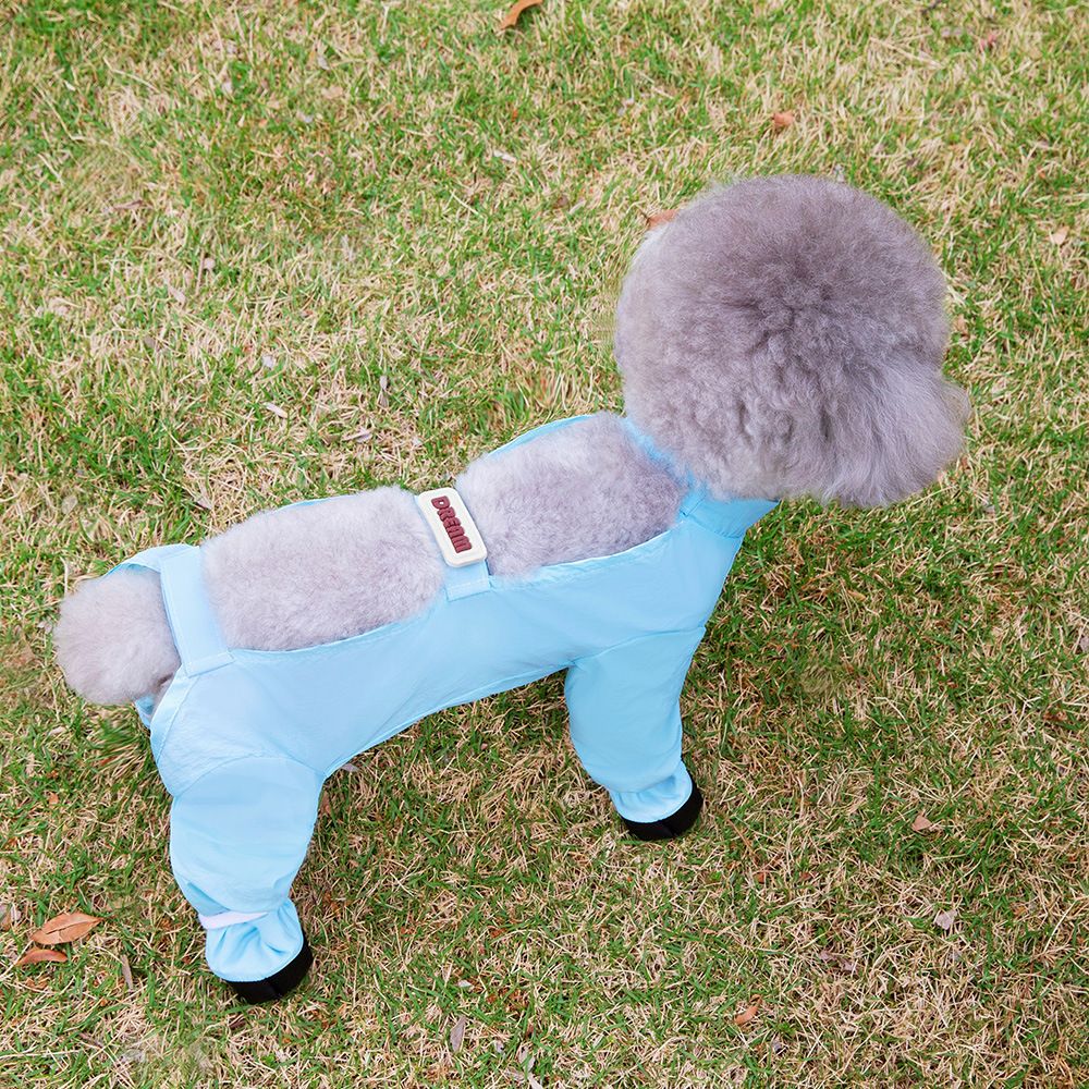 Blue Size XL Four-Leg Dog Rain Suit with Paw Covers - Waterproof Pet Jumpsuit with Adjustable Fasteners for Rainy Walks, Mud and Outdoor Dirt Protection
