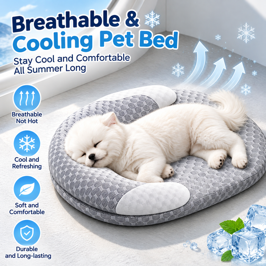 Breathable Cooling Pet Mat with Bolster, 45 x 30 cm shown in the product image