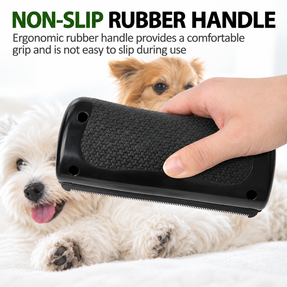 Pet Shedding Blade - Steel Serrated Grooming Comb, Non Slip Grip, Manual Deshedding and Loose Hair Removal Tool for Dogs, Cats and Horses