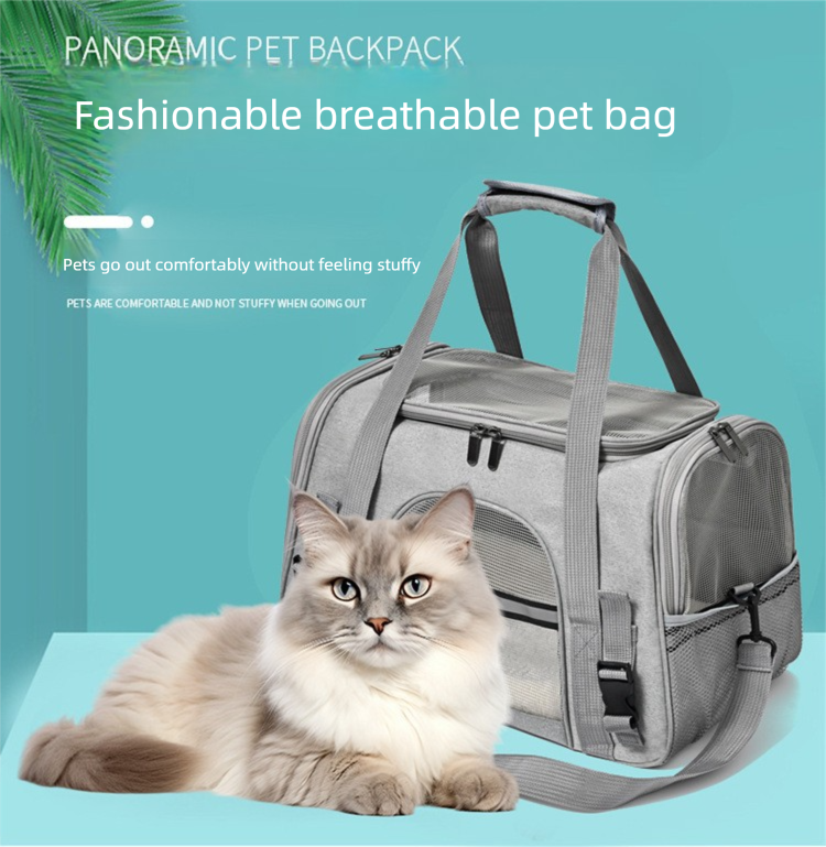Black Foldable Pet Carrier Bag - Breathable Mesh Soft Sided Travel Carrier, Handheld and Shoulder Carry Design for Cats and Small Dogs up to Approx. 7.5 kg