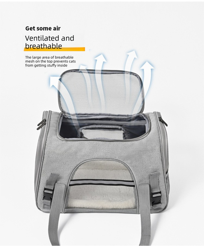 Black Foldable Pet Carrier Bag - Breathable Mesh Soft Sided Travel Carrier, Handheld and Shoulder Carry Design for Cats and Small Dogs up to Approx. 7.5 kg