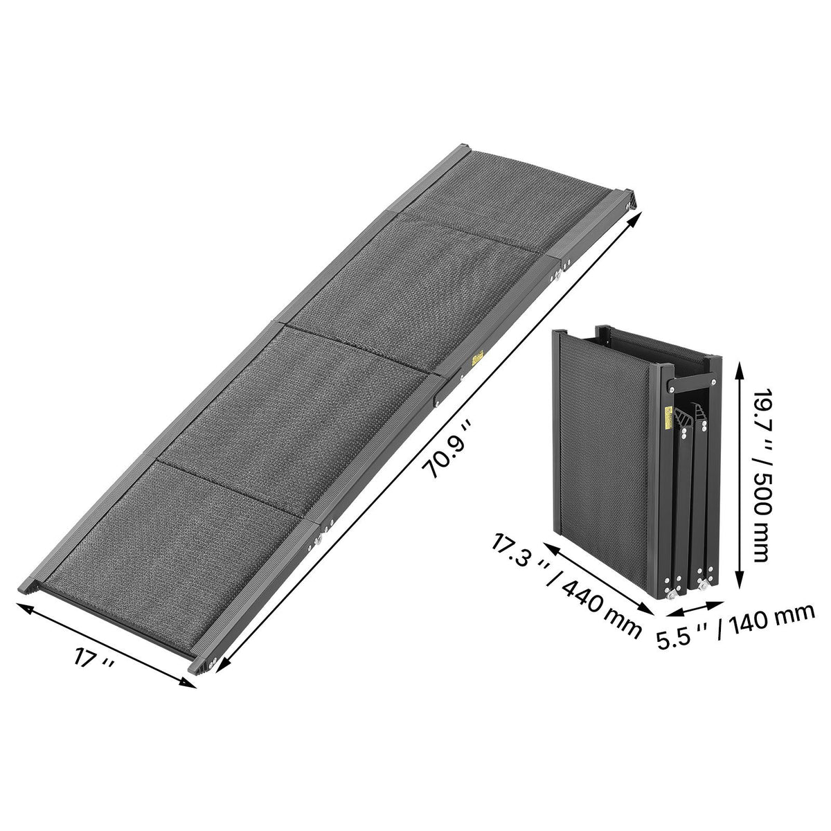 Dog Ramp for Cars, 1800 × 432 mm, Folding Pet Ramps for Medium & Large Dogs up to 113 kg, Pet Stair Ramp with Non-Slip Oxford Fabric Surface, Portable Outdoor Dog Car Ramps for SUV & Truck