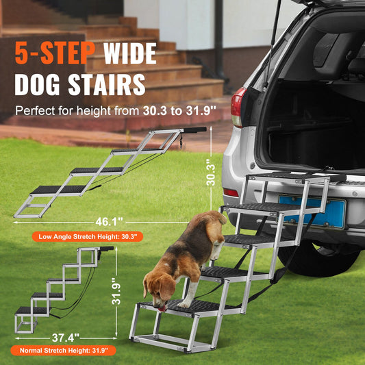 Additional product view: Dog Stair for Cars, Wide 5-step Dog Car Steps, Folding Dog Car Ramp with Nonslip Surface, Portable Pet Steps