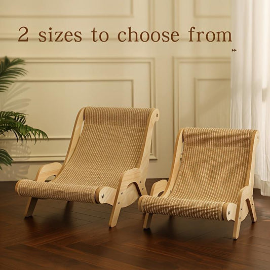 Wooden Cat Lounge Chair and Scratching Hammock for Indoor Cats