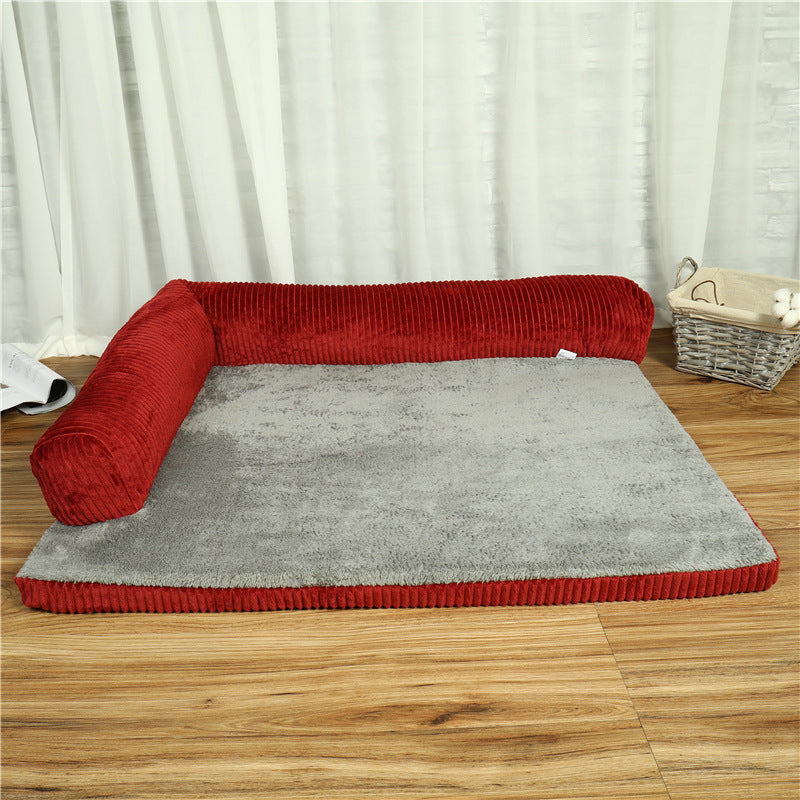 Beruhigendes Sofa-Hundebett mit Cordbezug und stützenden Polstern