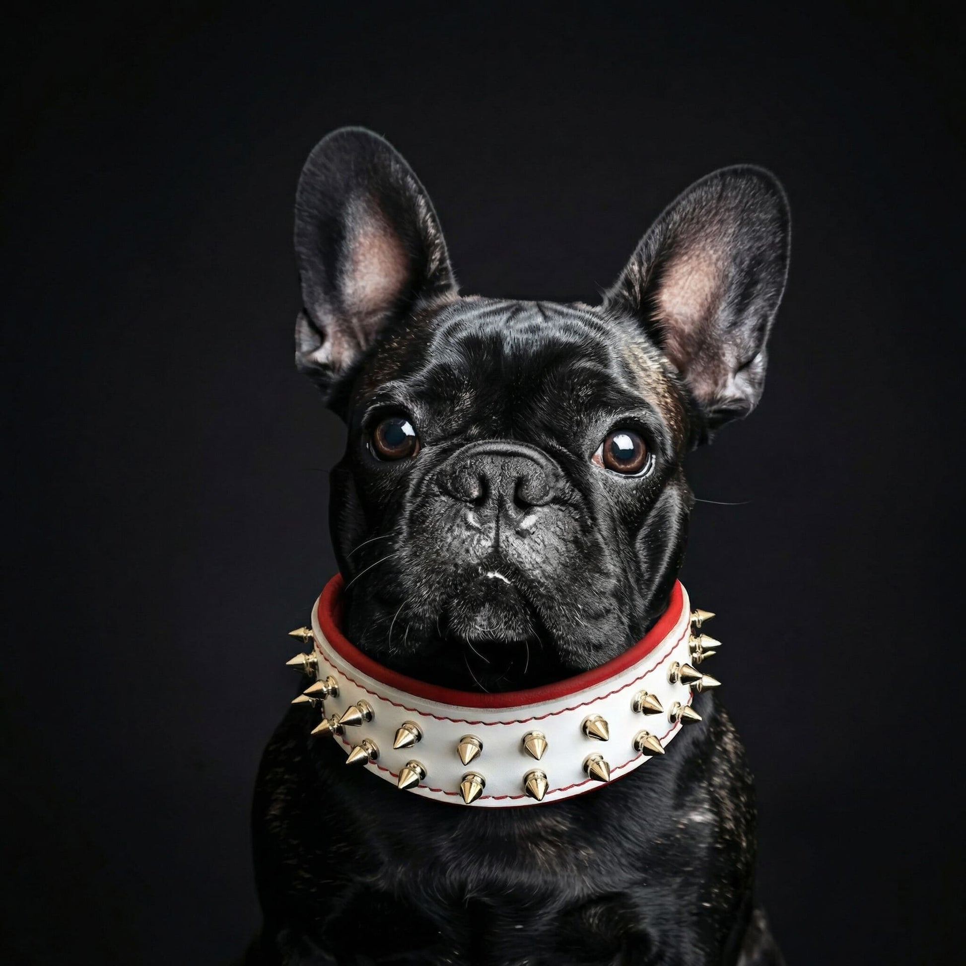 White "Frenchie" dog collar-1