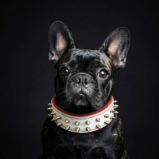 White "Frenchie" dog collar-1